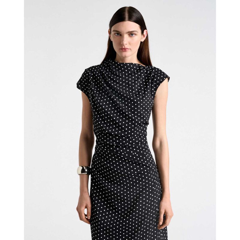 Cue Stretch Viscose Spot Draped Midi Dress image number 3